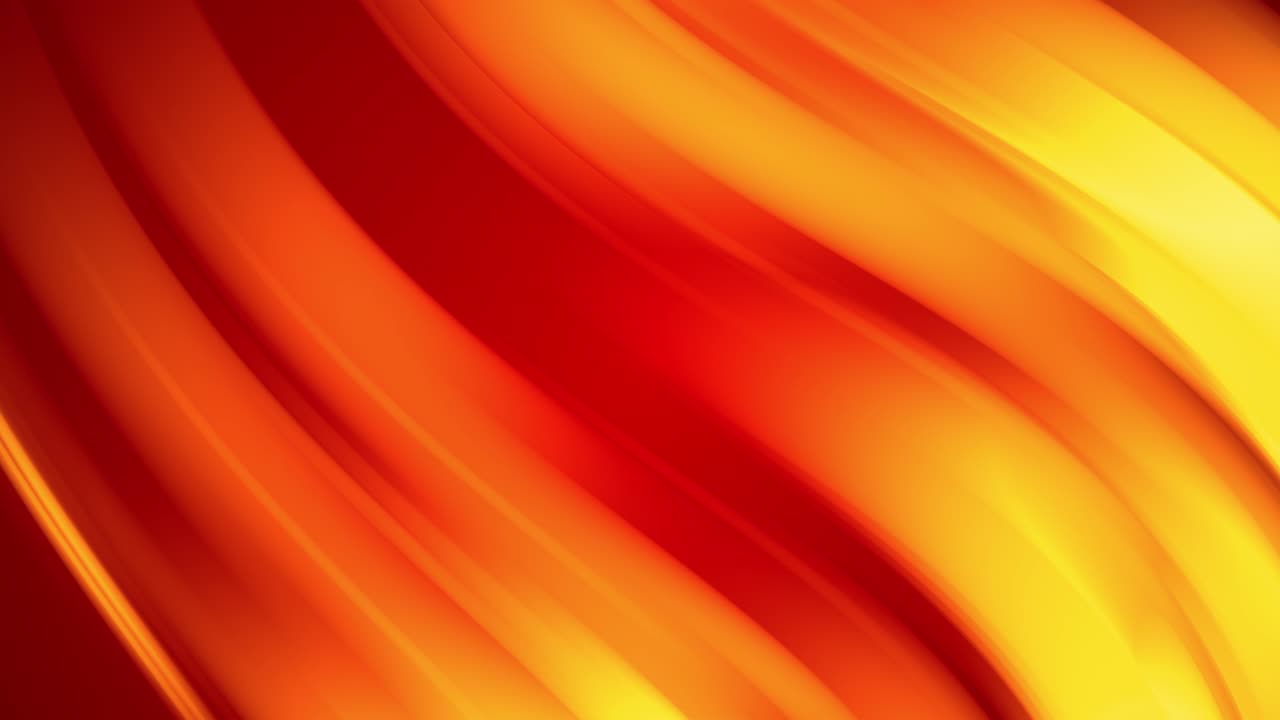 A red yellow gradient of a bright fire color changes slowly and cyclically. 4k smooth seamless looped abstract animation. 3d render of curved lines. 19
