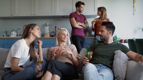 group of friends meets at home party