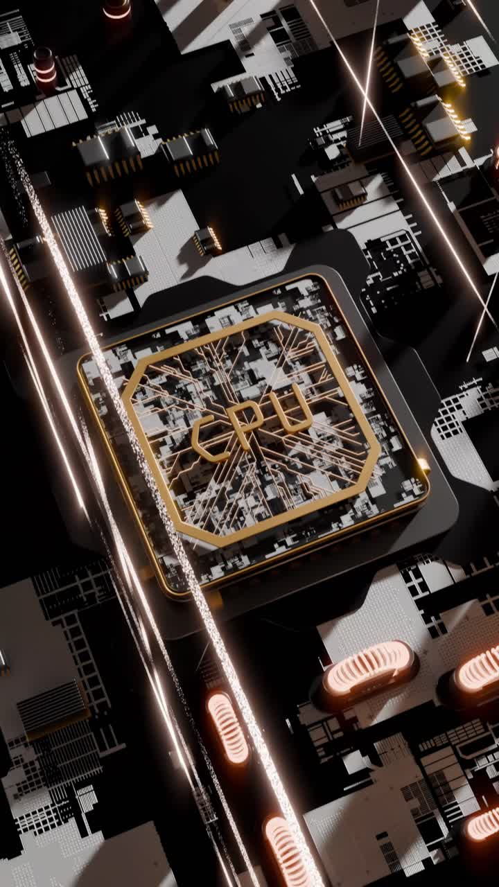 CPU on a Circuit Board - 3D Rendering