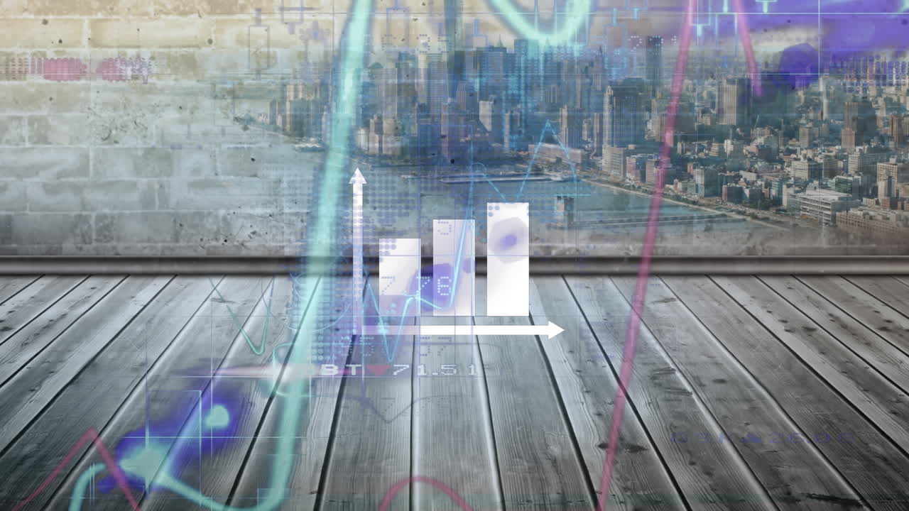 animación del procesamiento de estadísticas sobre el paisaje urbano