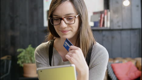 woman online shopping with tablet and