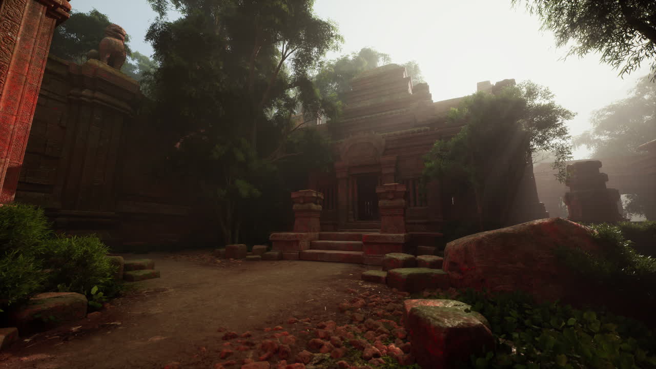 pequeño edificio en medio de árboles y arbustos