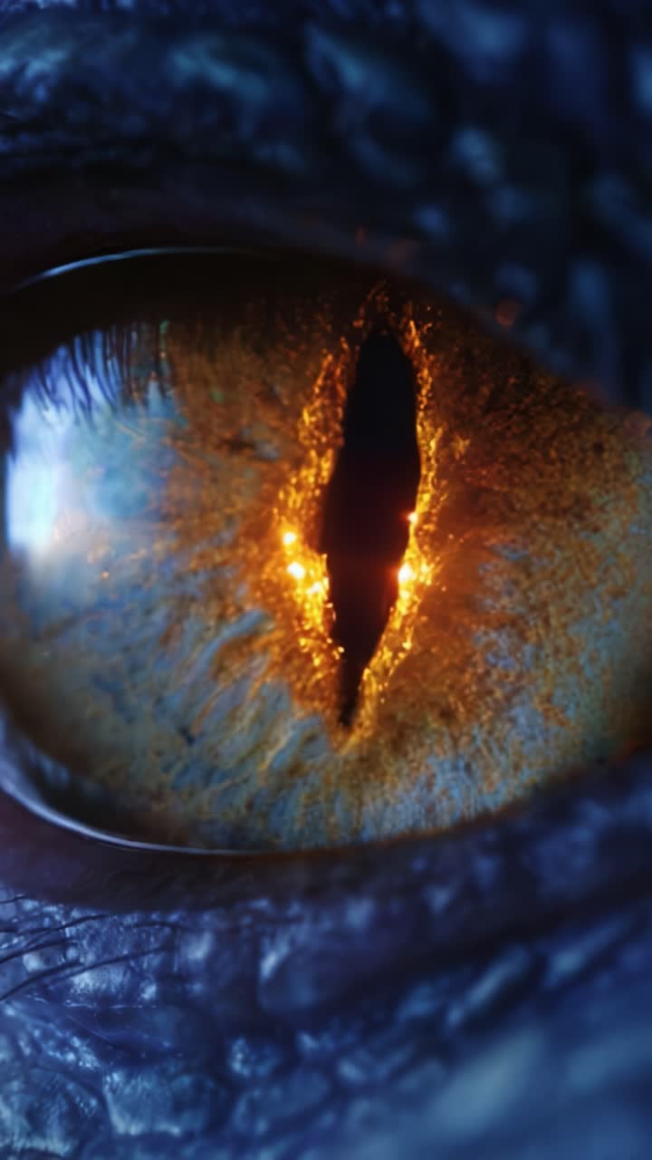Hypnotic Close-Up of a Dragon's Eye Capturing the Intricate Details and Vibrant Colors of a Mythical Creature’s Gaze in Stunning Visual Clarity