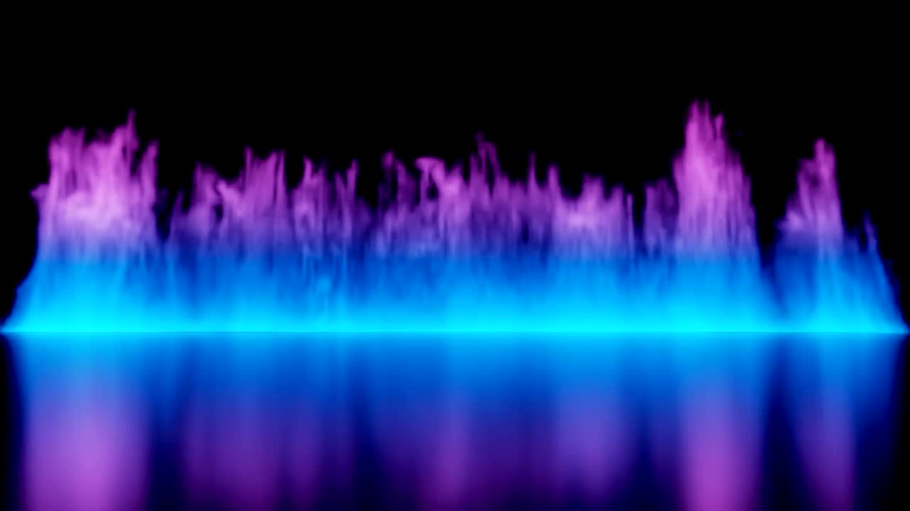 fuego futurista azul llamas ardientes en fondo negro renderización 3d