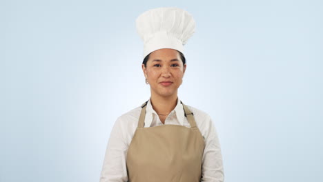mujer, chef y cara de la pequeña empresa