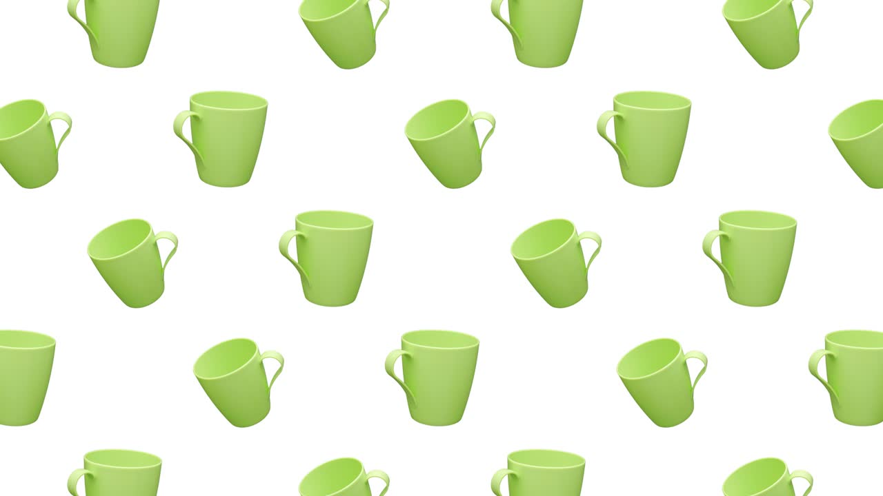 Green matt mugs animation background. Video with alpha channel.