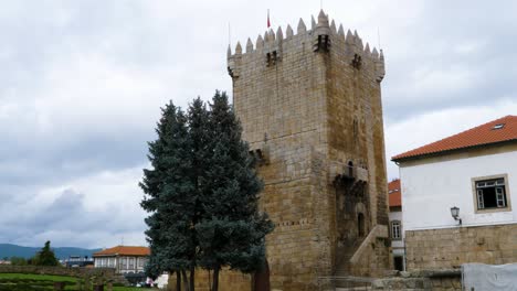 Chaves-Keep-Tower-with-Evergreen,-Portugal