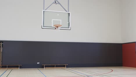 interior of indoor basketball court, in slow motion