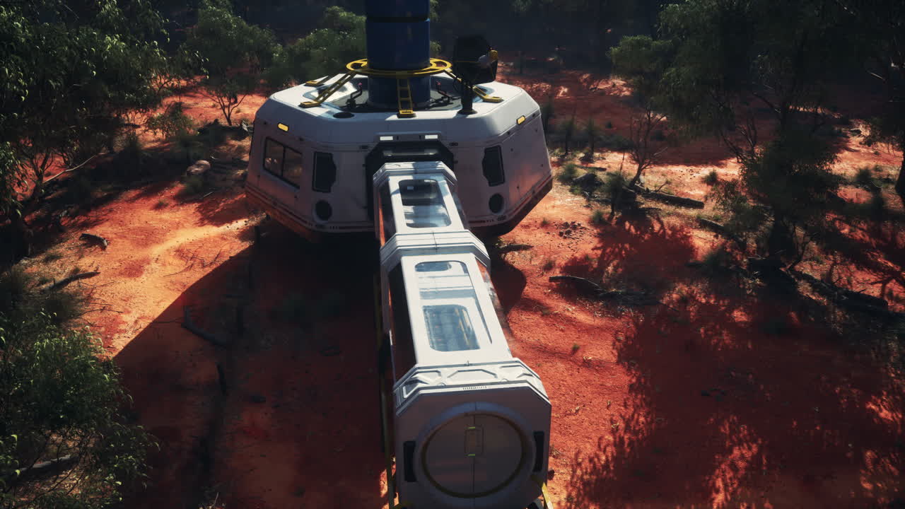 Modern glass and plastic building blending with nature