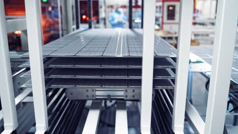 working factory mechanism of making solar cells. innovation technology concept.