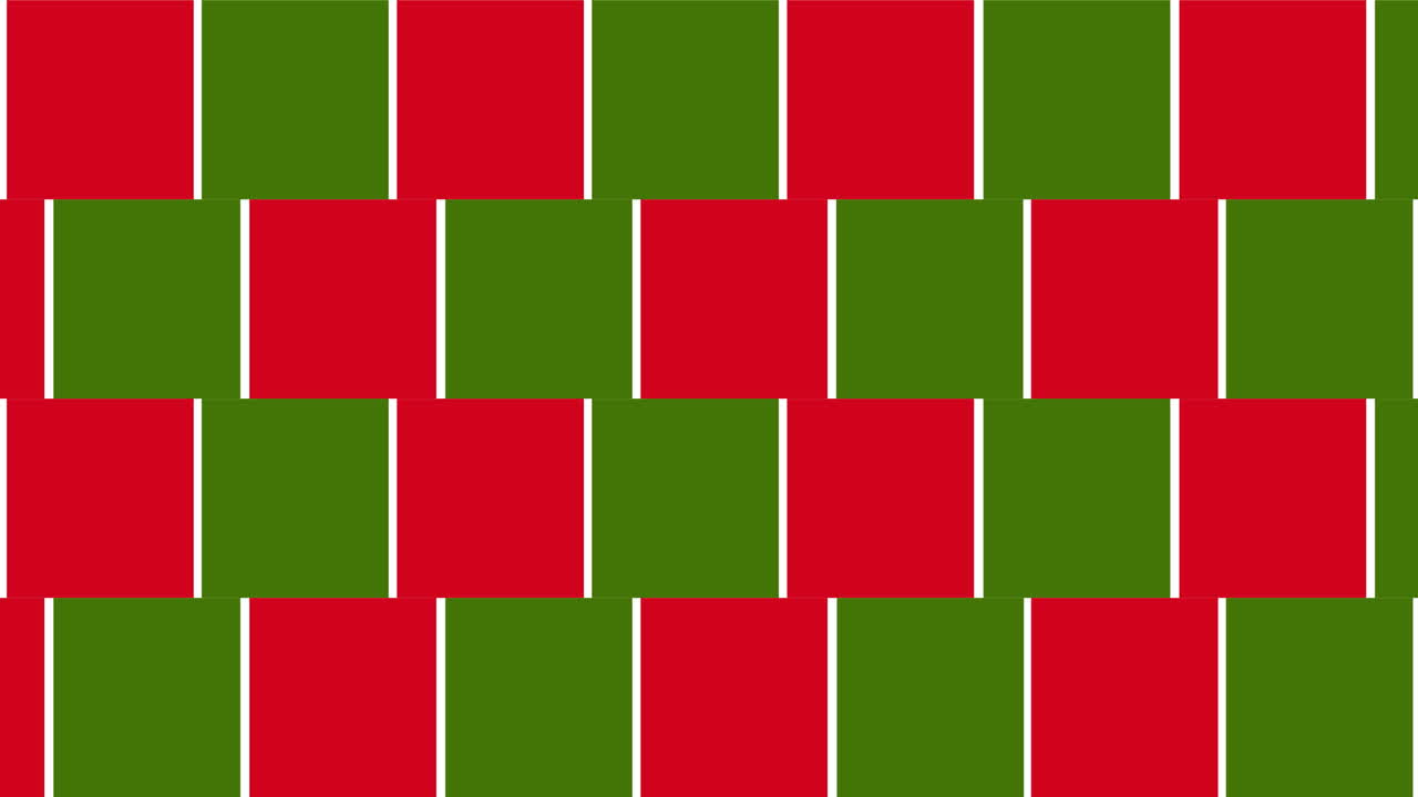 녹색과 빨간색 움직이는 사각형의 애니메이션, 전통적인 크리스마스 색상