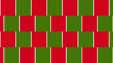 animation of green and red moving squares, traditional christmas colours