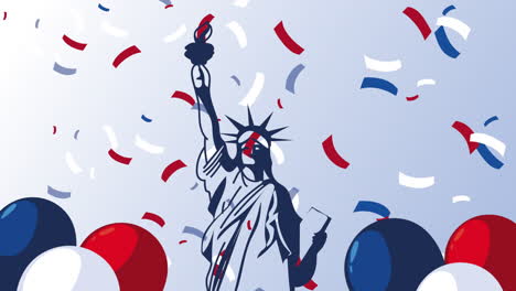 united states of america flag in balloons helium and liberty statue