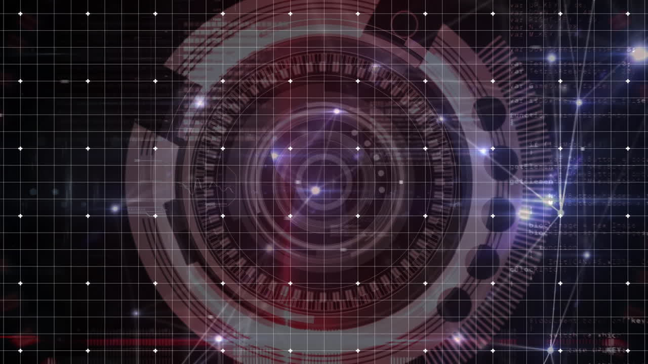 animación de la red de conexiones y escaneo de alcance sobre fondo negro