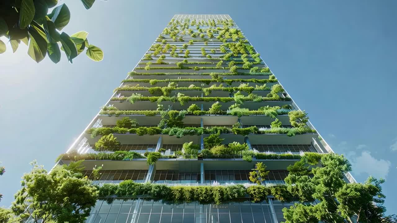 Modern Green Building with Vertical Gardens