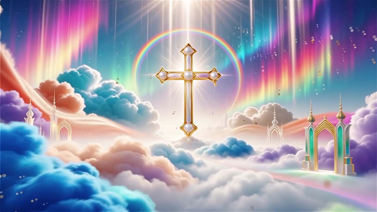 Christian Cross Heavenly Light Worship Background
