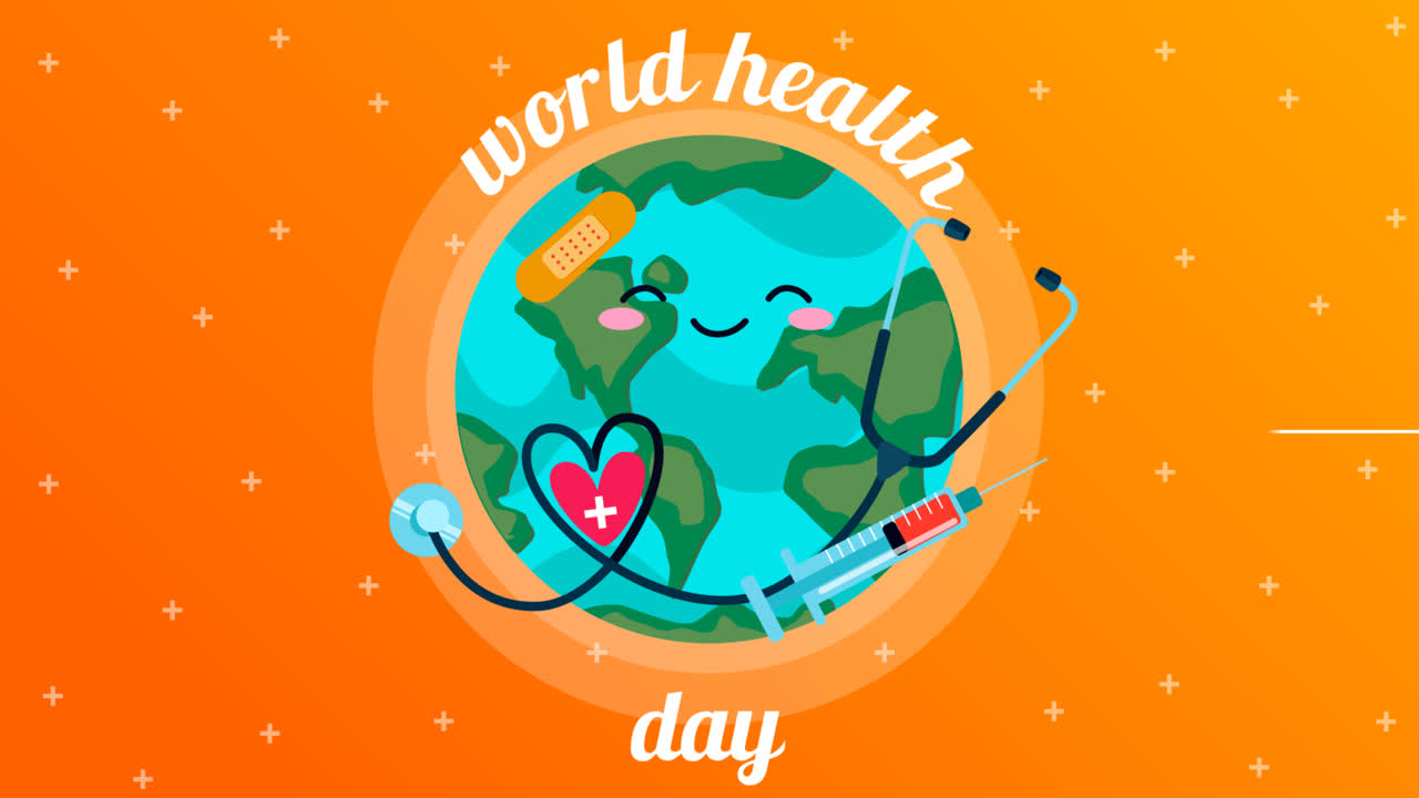 평평한 디자인의 모션 그래픽 세계 건강 날 배경