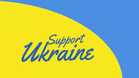 animación del texto de apoyo de ucrania sobre fondo azul y amarillo