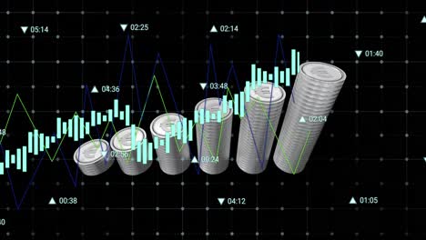 Animation-Der-Finanzdatenverarbeitung-über-Silbermünzen