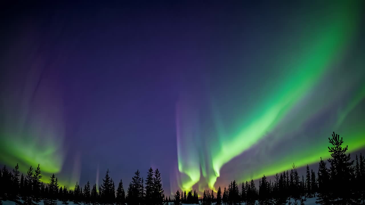 Aurora Borealis Over Forest