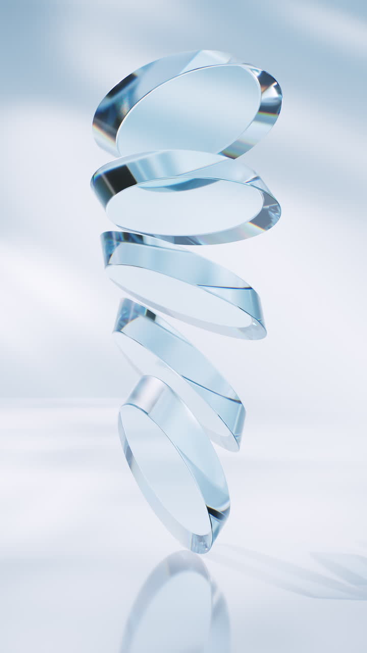 Transparent blue glass geometries background, 3d rendering