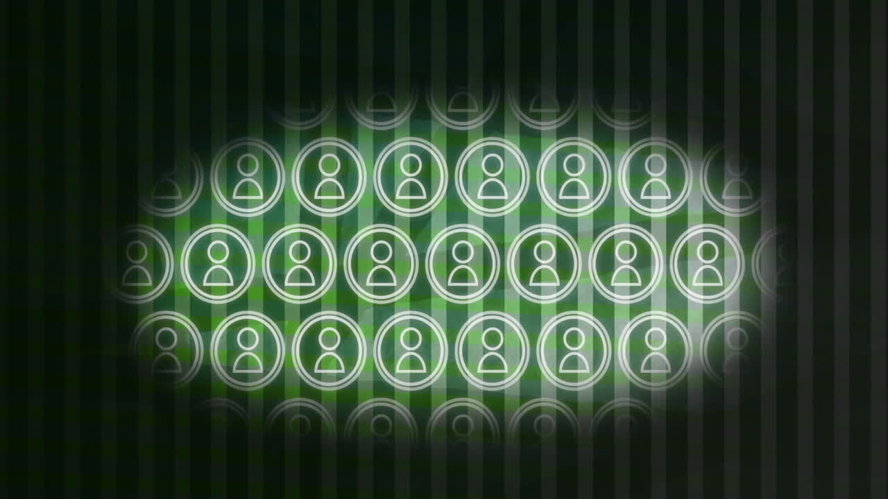 animación de la red de iconos de personas digitales sobre fondo verde