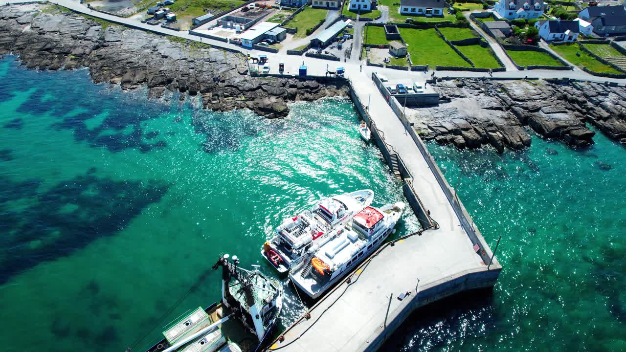 Aran islands Inisheer harbour from above gateway to the enchanting island for tourists epic Locations Ireland in summer