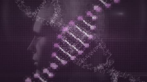 Animation-of-dna-strands-over-digital-human-head-on-black-background