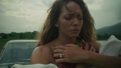 a woman's emotional moment