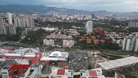 Santa-Fe,-CDMX-upscale-western-district,-seen-from-above