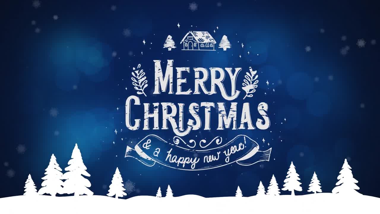 메리 크리스마스 텍스트 오버 스 ⁇ 의 애니메이션