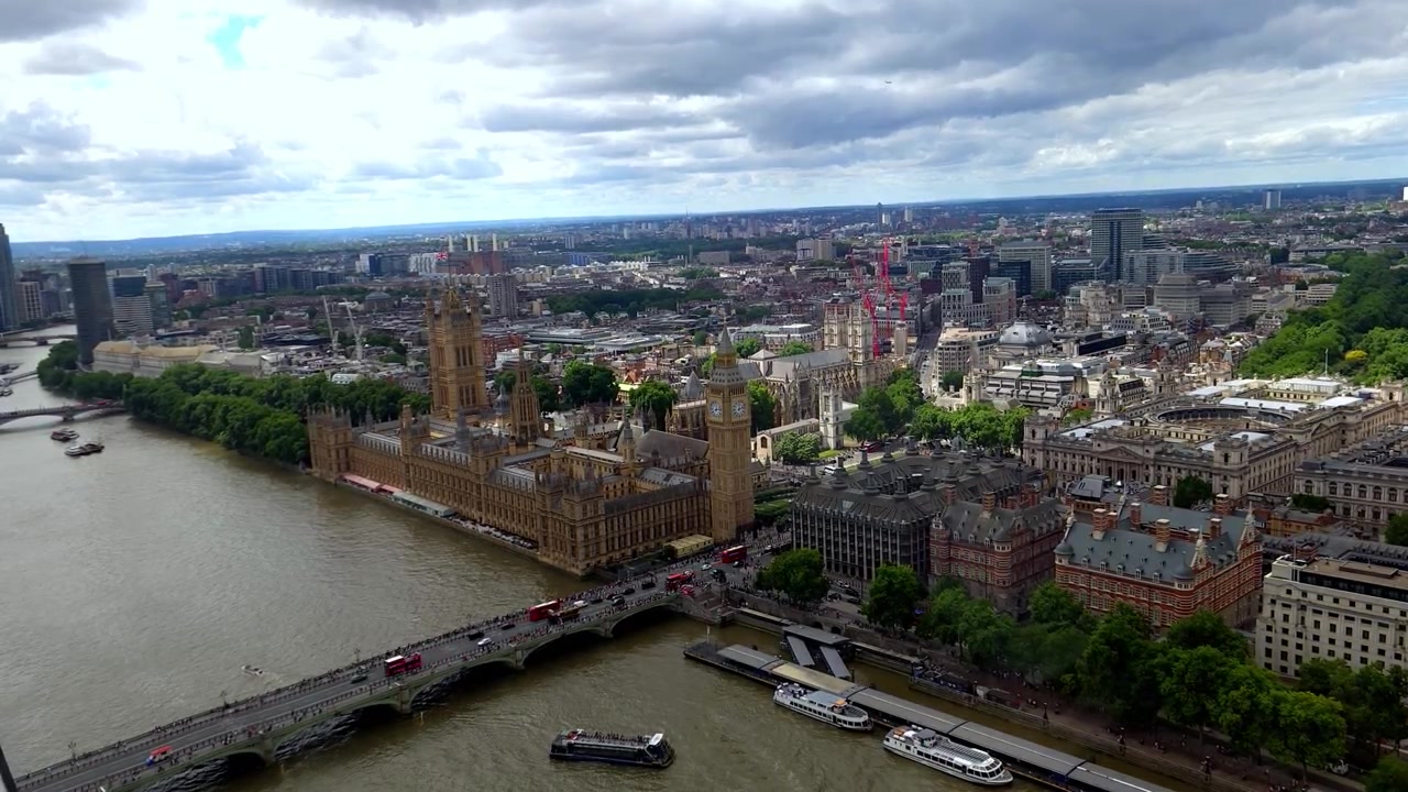Una vista di Westminster dalla cima del London Eye.
