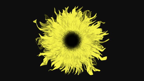 Yellow-abstract-flower-on-dark-space