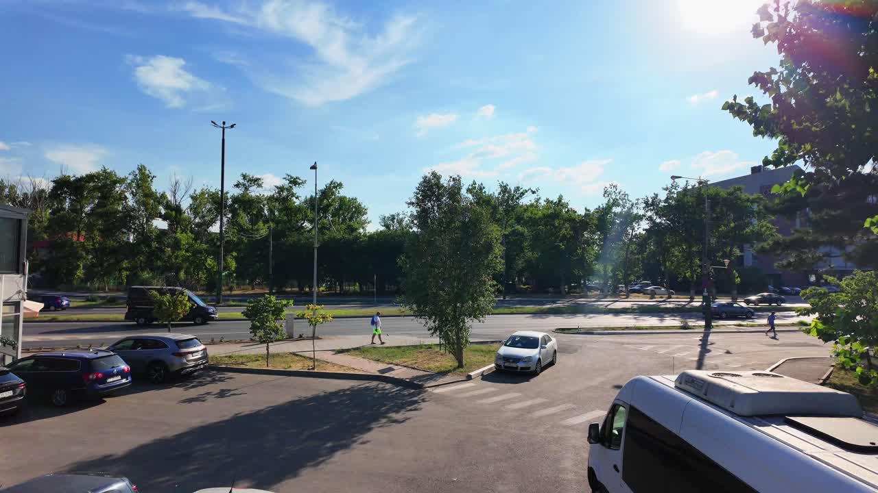 Mamaia, seaside resort town at the Black sea in Romania, aerial drone