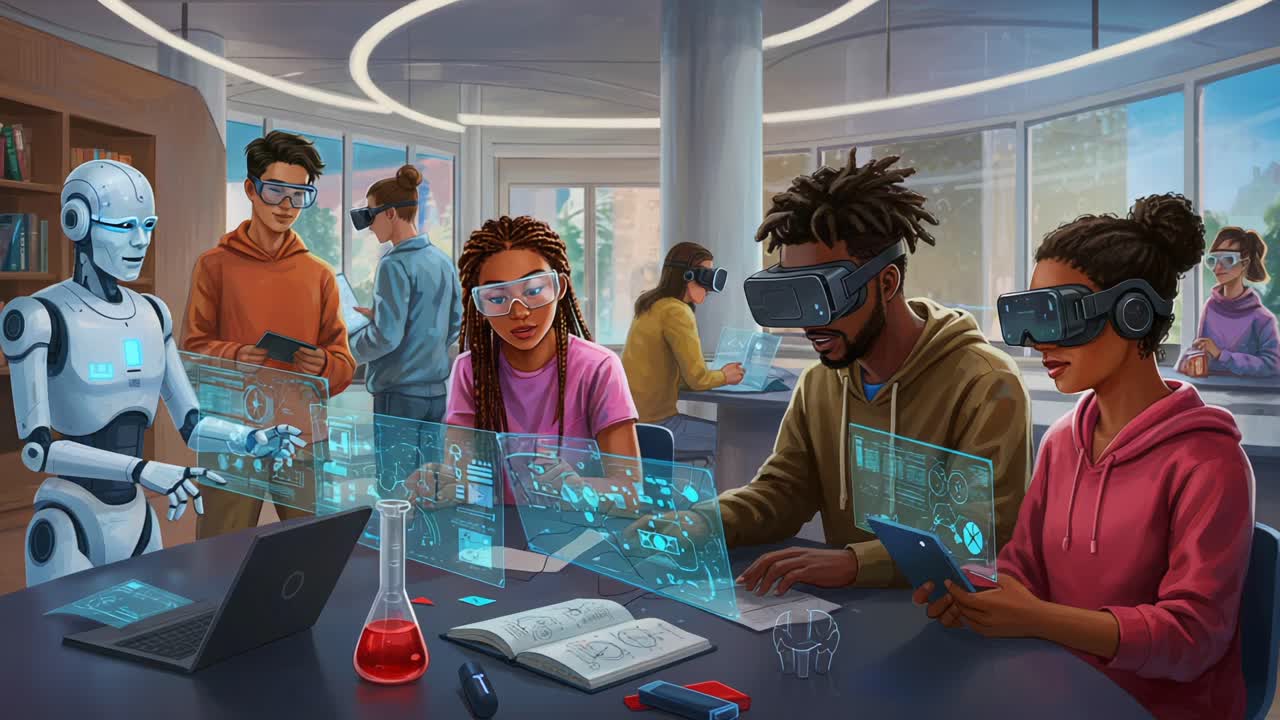 An Engaging Learning Environment: Students and a Robot Utilize Advanced Technology and Virtual Reality in a Modern Classroom Setting