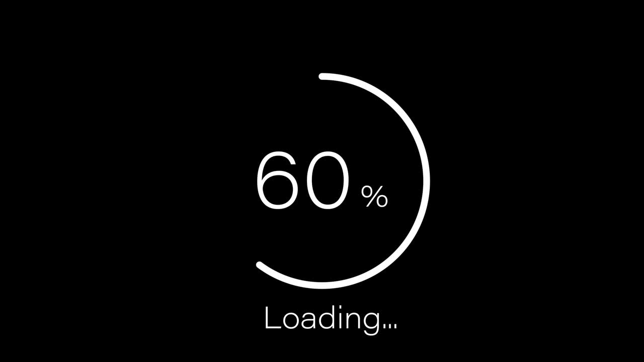 Simple circular progress bar animation on black background