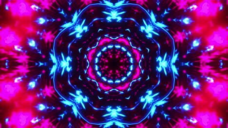 flor azul y rosa con patrón de luz. ciclo de caleidoscopio vj