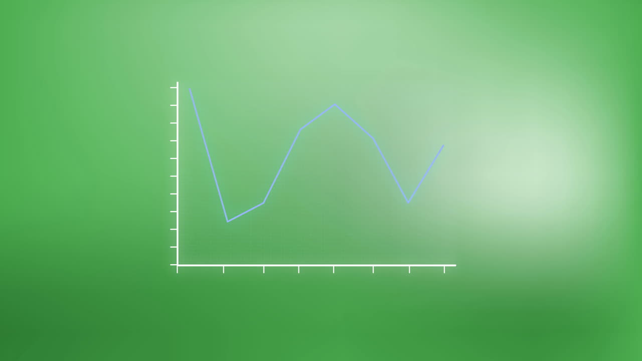 Animation of statistical data processing against green gradient background