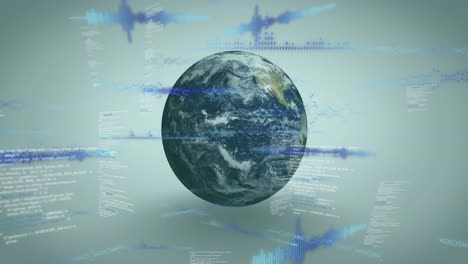 Animation-of-data-processing-over-globe-on-grey-background