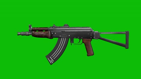 3d model of a modern sks assault rifle machine gun rotating 360 degrees on green screen 3d animation