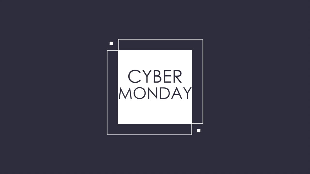 Modern Cyber Monday text in frame on blue gradient