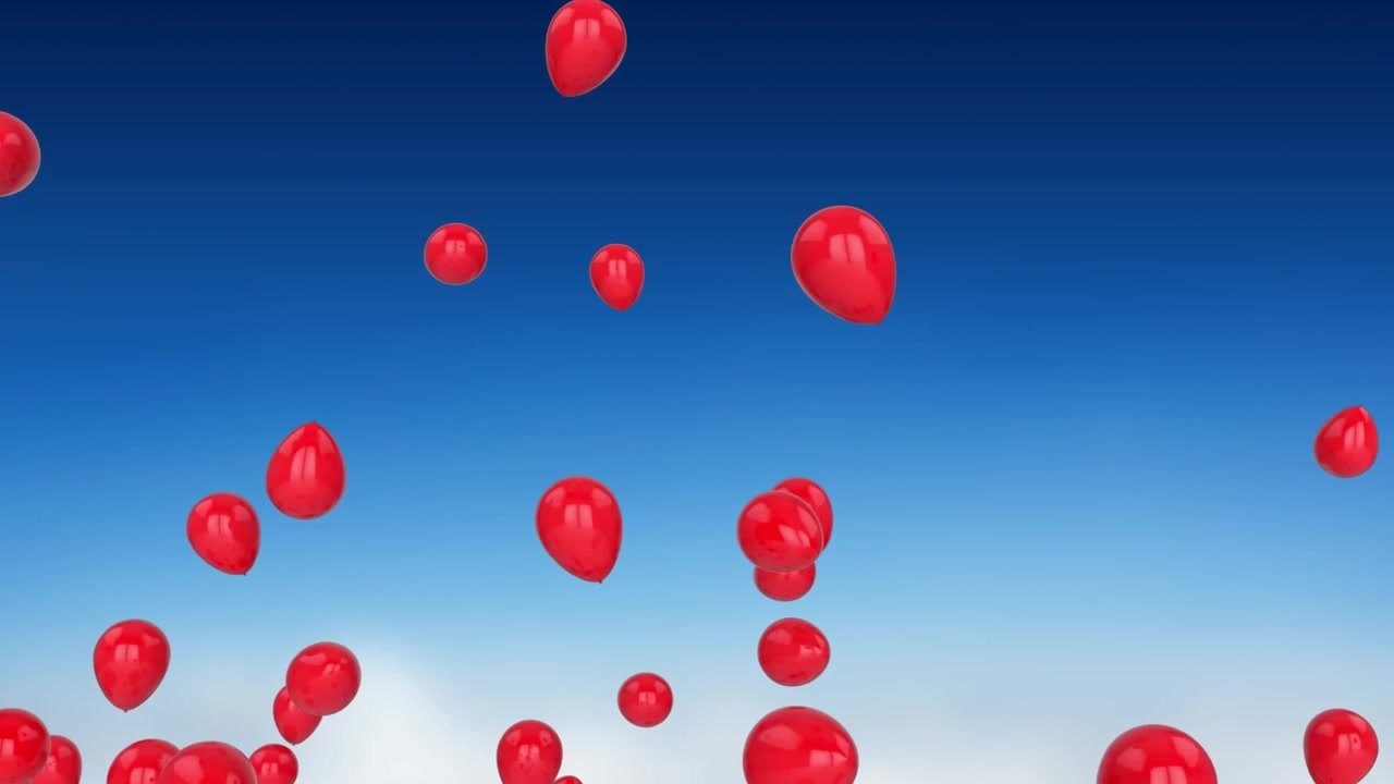 Globos Rojos Flotando Hacia Arriba Contra un Fondo de Cielo Azul