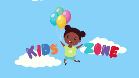 little afro girl with balloons helium character