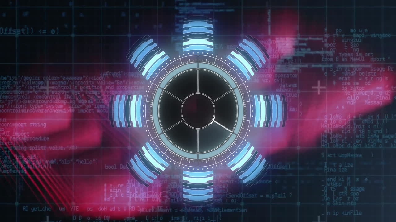 어두운 배경에 반이는 빛의 흔적에 대한 범위 스캔과 데이터 처리의 애니메이션