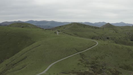 Rural-road-on-Col-Inharpu,-Basque-Pyrenees,-France