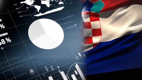 animación del procesamiento de datos sobre la bandera de croacia