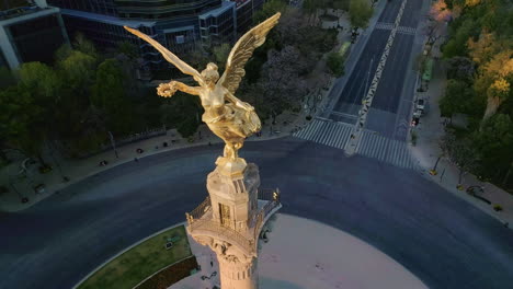 aereal shot of the angel of independence, mexico city