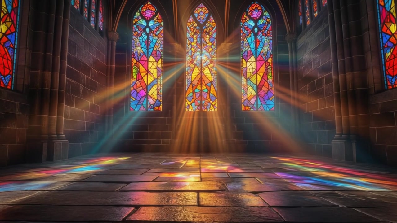 La luce del sole scorre attraverso le vetrate di una chiesa