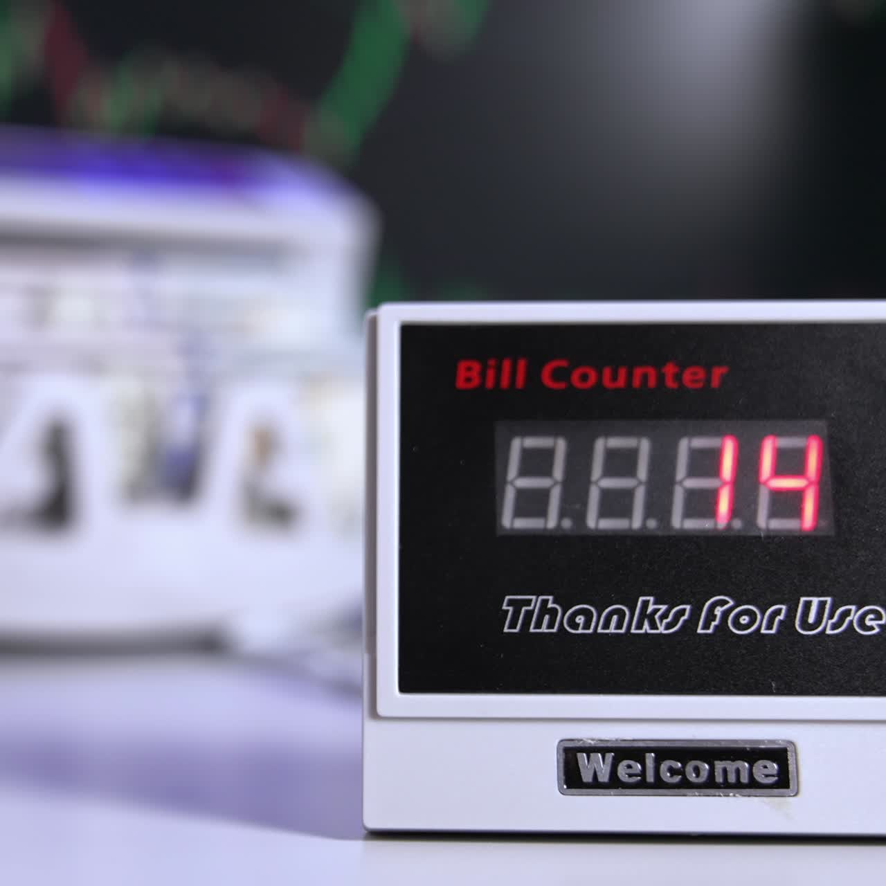 Cash electronic banking counter. Machine for counting money. Money and economics concept. Horizontal view