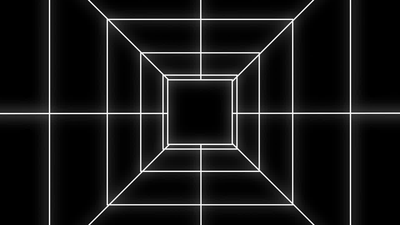tecnología de bucle de perspectiva líneas motion.motion gráfico abstracto cuadrícula líneas en movimiento en fondo negro